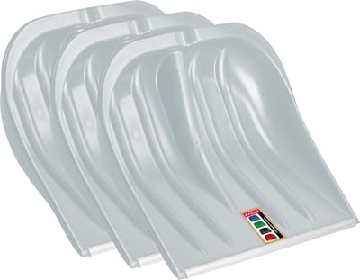 KADAX Sneeuwspade, 49 cm breed, sneeuwschep zonder steel, sneeuwschuiver, sneeuwruimer, kunststof sneeuwschop, sneeuwschuip (3, zilver met aluminium rand)