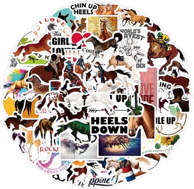 Winkrs | Paarden Stickers | 50 stickers | Paardrijden, dieren, pony - voor laptop, ipad, telefoon, schrift, muur etc.