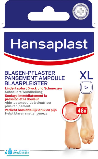 Hansaplast Blaren Pleisters - Blaar Pleister - Anti Blaren - Waterproof Pleisters - hydrocolloid pleister - Eilandpleister - Groot XL - 5 Stuks