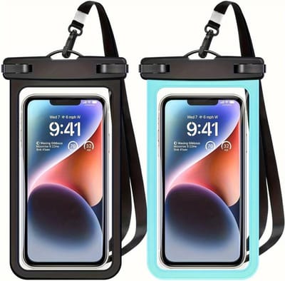 Bovista Waterdichte Telefoonhoesjes - Waterdicht Telefoonzakje - Waterproof Festival Opbergtasje - Documententasje - Waterbestendig - Zwart & Blauw - 2 Stuks