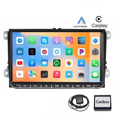 ESSGOO Autoradio voor Volkswagen Golf 5, 6, Polo, Skoda Caddy, T5, Passat - Draadloos Apple Carplay & Android Auto - 1 + 32GB - met Bluetooth/USB/FM/RDS/Mirror Link - 9 INCH Aanraakscherm