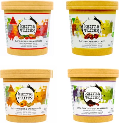 KarmaKarma snacks- bio & vegan haver havermout cups - mixed pakket 24 cups - zonder suiker