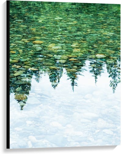Canvas  - Weerspiegeling van Bomen in Water - 75x100cm Foto op Canvas Schilderij (Wanddecoratie op Canvas)