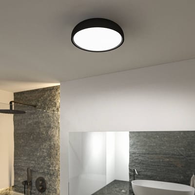Selection Bathroom LED-plafondlamp Oka IP44 White Switch 950lm 230V 24W Zwart mat