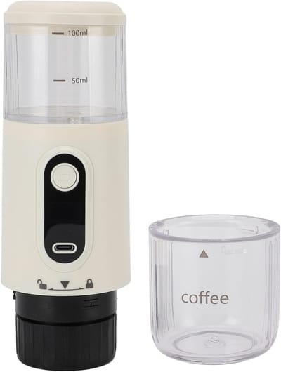 Handcapsulekoffiezetapparaat - Draagbare Koffiemaker - Reizen Kamperen - Oplaadbare Druktechnologie - 100 Ml Capaciteit - Beige