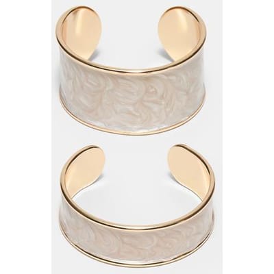 Stradivarius Set van 2 geëmailleerde armbanden  Ecru OS