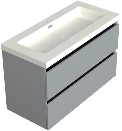 Dutchline Badmeubel Onderkast – Mat Grijs – 100x46cm – 2 Lades – 1 Uitsparing