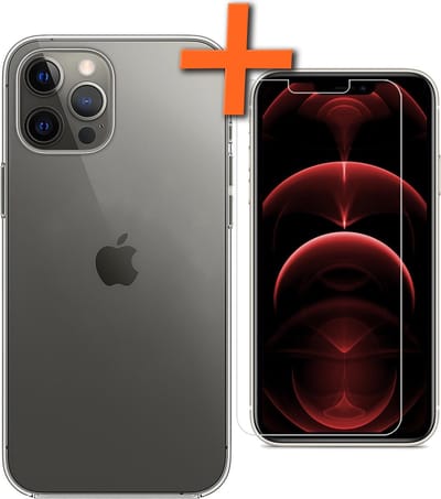 Hoes - Met Screenprotector - Geschikt voor Apple iPhone 13 Pro - Sterk & Shockproof - Back Cover - Siliconen Case - Telefoon Hoes - Transparant
