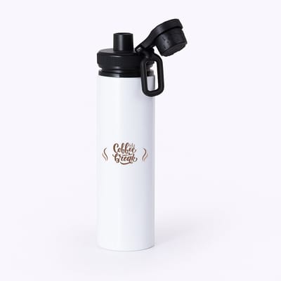 Hacebo® - coffee break waterfles met draaidop zwart - Koffie - koffie drinkers/liefhebbers - verjaardagscadeau - cadeau - kado - geschenk - verjaardag - collega's - water fles - 850ML
