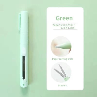 1 st Mini Draagbare Schaar Papier Snijder Mes 2-in-1 Multifunctioneel Zakpen Vorm Scrapbooking Snijwerk Snij Gereedschap white