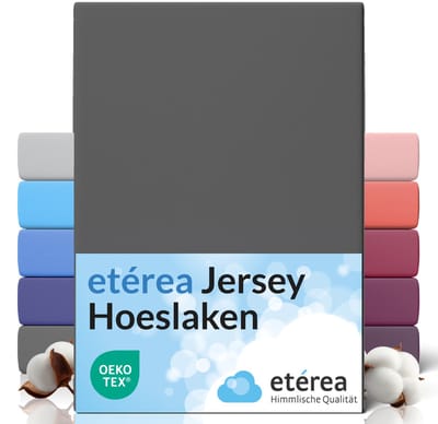 Comfort Jersey Hoeslakens 90x200-100x200 cm - 100% katoen hoeslaken, bedlaken tot 25 cm matras - antraciet