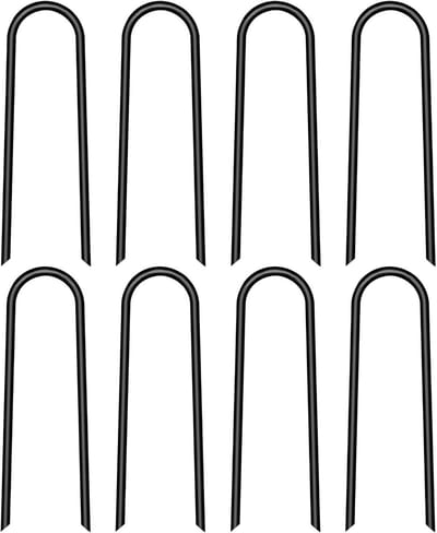 Haringen Set - Grondpennen - Buiten Bevestigen - U-Vorm Stabiliteit - 8 Stuks - Zwart