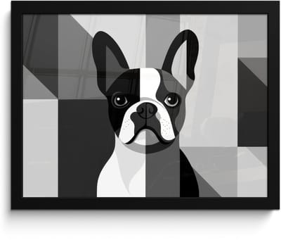 Poster in lijst - Fotolijst 40x30 cm - Posters - Buldog - Zwart - Abstract - Vlakken - Posterlijst zwart - Decoratie - Wanddecoratie woonkamer - Muurdecoratie slaapkamer