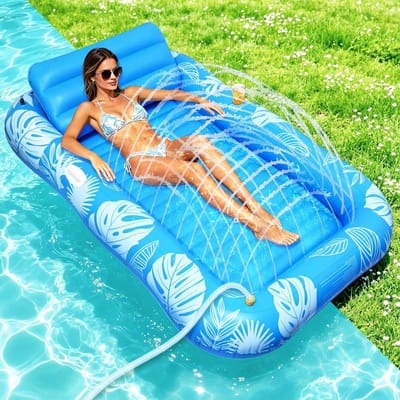 Luchtbed Zwembad - Opblaasbaar Zonnebed - Zomerse Ontspanning - Met Bekerhouder - 100 kg capaciteit - Blauw
