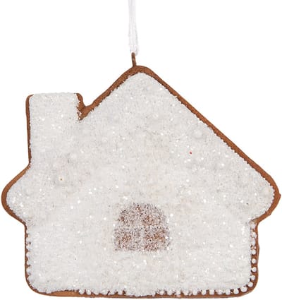 Clayre & Eef Kersthanger Gingerbread house 9x1x8 cm Wit Kunststof
