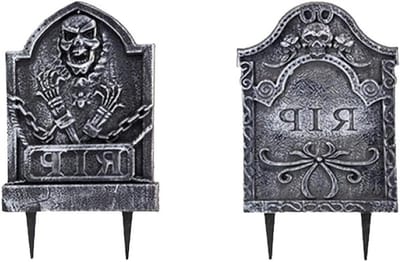 Grafsteen Decoratie - Grafsteen Prop - Halloween Versiering - Met RIP Tekst - 24 x 41 cm - Grijs