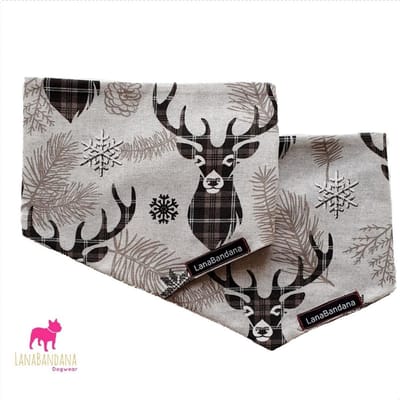 LanaBandana Dogwear | Hondenbandana | Knoopbandana | Winter | Classic Deer | maat S