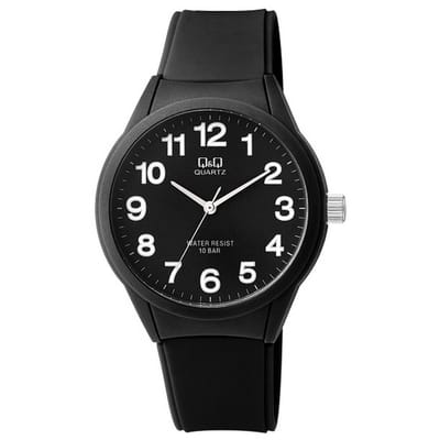 Q&Q VR28J004Y - Horloge - Sport - Analoog - Unisex - Plastic band - Rond - Cijfers - Kunststof - Zwart