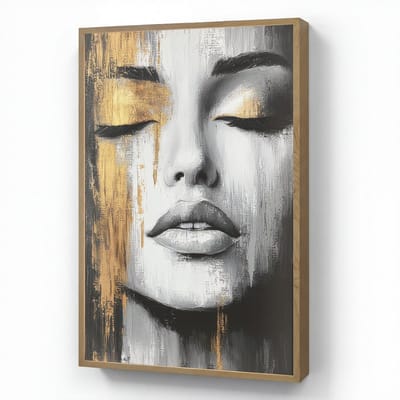 Wandlamp 60x90 cm - Oplaadbaar - Gezicht - Vrouw - Penseelstreken - Abstract - Wandlampen binnen woonkamer - Slaapkamer lamp - Decoratieve nachtlamp - Vloerlamp draadloos
