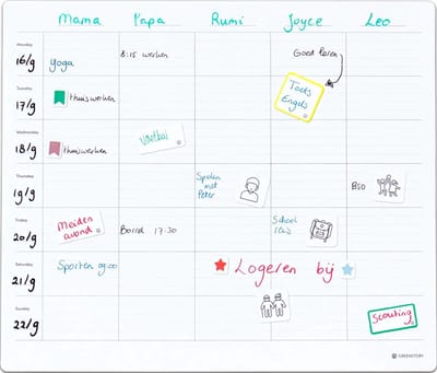 GreenStory - Sticky Whiteboard - Familieplanner Medium - Whiteboardfolie