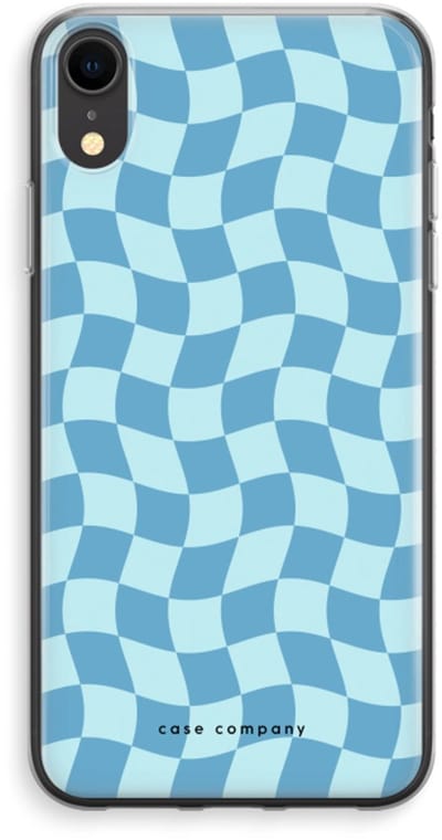 Case Company® - Hoesje geschikt voor iPhone XR hoesje - Grid Blauw - Soft Cover Telefoonhoesje - Bescherming aan alle Kanten en Schermrand