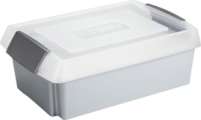 Sunware opslagbox - 30 liter - grijs - 60 x 40 x 17 cm - kunststof - met afsluitbare extra hoge deksel