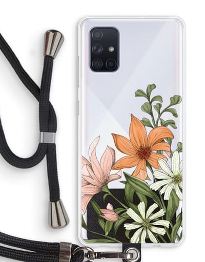 Case Company® - Hoesje met koord geschikt voor Samsung Galaxy A71 hoesje met Koord - Floral bouquet - Telefoonhoesje met Zwart Koord - Bescherming aan alle Kanten en Over de Schermrand