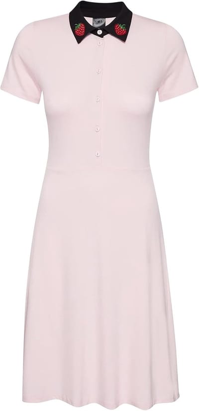 Klassieke Jurk met Kattendesign Roze-Zwart