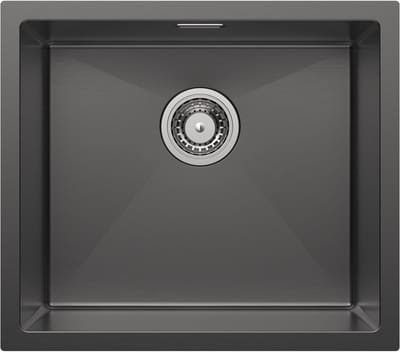 Cecipa max Spoelbak Keuken Zwart - Spoelbakken - Enkele Gootsteen Onderbouw & Vlakbouw - Nano Gecoat RVS - Inclusief Sifon & Vaatwasser Aansluiting - 50 x 44 x 19 cm