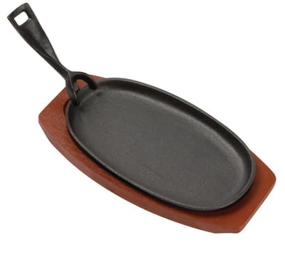 Olympia Gietijzeren Schaal Met Houten Onderzetter 24x14cm F464
