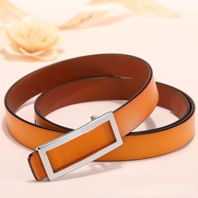 Riemen Dames Echt Koeienhuid Eenvoudige Mode Dames Professionele Riemen Dames Koreaanse formele kleding Decoratieve pakbroekriemen 110cm brown
