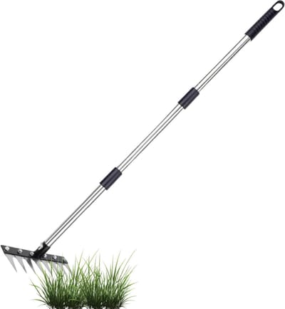 Tuinhark 8 Tanden - Onkruidhark Staal - Gazon Onderhoud - Roestvrij Staal - 27 cm Kop
