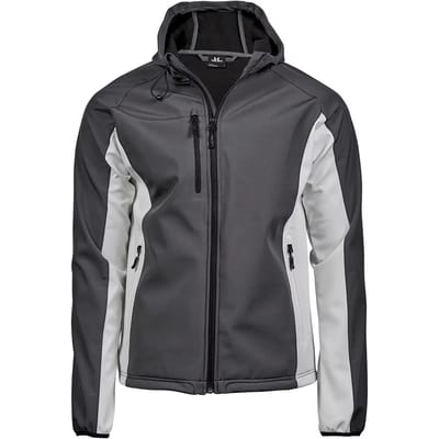 Tee Jays - MenÂ´s Hooded Lightweight Performance Softshell Jacket - Dark Grey (Solid)/Off White maat XXL