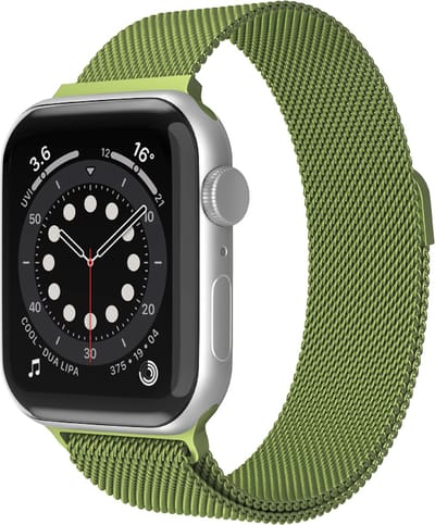 Bandje geschikt voor Apple Watch - 44mm - 45mm - 46mm - 49mm - Series 4/5/6/SE/7/8/Ultra/Ultra 2/Ultra 3/ Watch 10 & Watch 11 - RVS - Magnetisch bandje - Groen