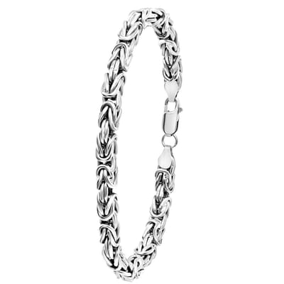 Lucardi Heren Armband koningsschakel - Echt Zilver - Armband - Vaderdag Cadeautje - 19 cm - Zilverkleurig