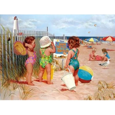 5D DIY diamant schilderij  Karakter strand  3D diamant strass borduren kruissteek 20X30CM beige