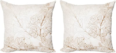 ABAKUHAUS Decoratieve kussenhoes met druivenmotief, 2 stuks, modern accent, dubbelzijdige digitale print, 40x40 cm, grijs wit karamel
