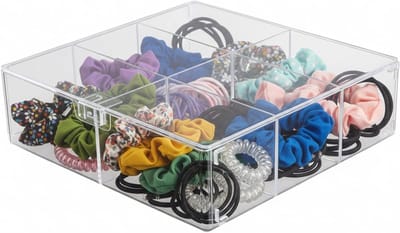 Transparante Opbergdoos met 6 Compartimenten voor Haaraccessoires, Haarbandjes, Sieraden en Kralen, Perfect voor Meisjes en Organisatie van Accessoires