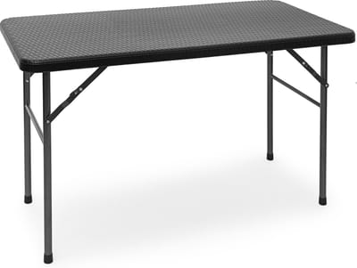 Tuintafel - 74 x 121,5 x 61,5 cm - inklapbaar - kunststof - metaal - rechthoek - zwart
