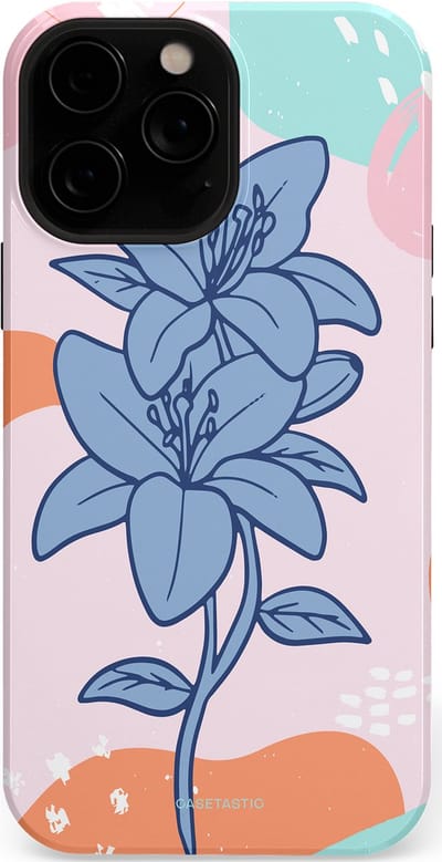 Casetastic hoesje geschikt voor Apple iPhone 13 Pro Max - MagSafe - Dubbellaagse bescherming - Roze Paarse Lelie Bloemen - Fashion Case - Wit Perzik Lichtblauw Mintgroen