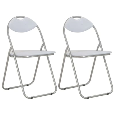 vidaXL - Opklapbare - stoelen, - 2 - stuks, - wit - kunstleer