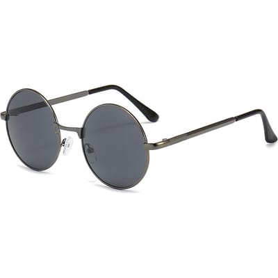 Premium Retro Mannen Ronde Metalen Frame Zonnebril Brillen Mannen en Dames Rijbrillen Vissen Designer Zonnebrillen UV400 1PC gray
