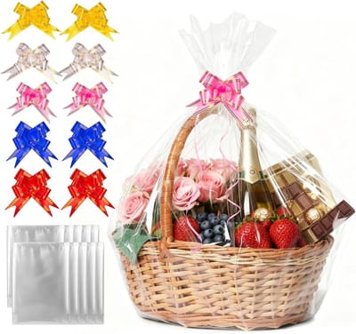 Extra grote cellofaan zakken 28 x 40 inch - Transparante verpakking voor geschenken, manden en feestelijke decoratie - Perfect voor Pasen en Kerstmis