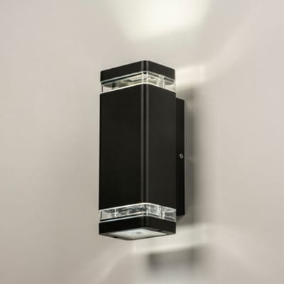 Lumidora Wandlamp 31439 - Voor buiten - AGA - 2 Lichts - GU10 - 8.0 Watt - 760 Lumen - 2700 Kelvin - Zwart - Metaal - Buitenlamp - IP44 - Met Sensor