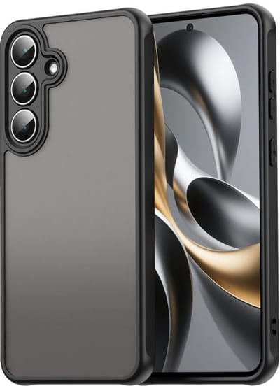 Telestore - Telefoonhoesje geschikt voor de Samsung Galaxy S25 FE - zwart (frosted black) back cover hoesje back case - Armor hybrid TPU hoesje - Hard siliconen