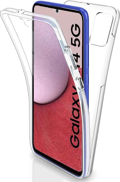 Ntech Hoesje Geschikt Voor Samsung Galaxy A14 hoesje 360° Full Protective Case Dual TPU Hoesje ( Voor en Achter) Transparant