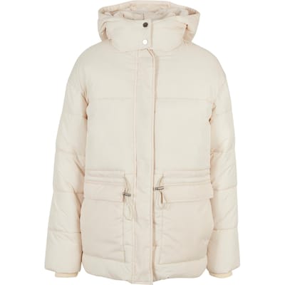 Urban Classics Ladies Waisted Puffer Jacket White Sand Maat: XS | Winterjassen Outlet | Dames | Wit
