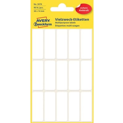 Etiket avery zweckform 3076 38x14mm wit 90 Etiketten