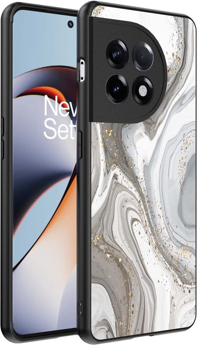 Smartphonica Telefoonhoesje Geschikt voor OnePlus 11R met marmer opdruk - TPU backcover case marble design - Zilver geschikt voor OnePlus 11R