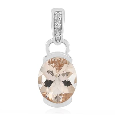 Cavill - Elegante Hanger - 925 Sterling Zilver Gerhodineerd - 1,83 ct Ovale Morganiet uit Mozambique - Zirkoon Accenten - Dames Sieraden